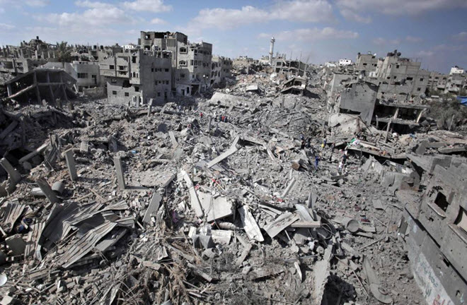 منظر عام يظهر الدمار في حي الشجاعية في مدينة غزة، السبت 26، يوليو 2014