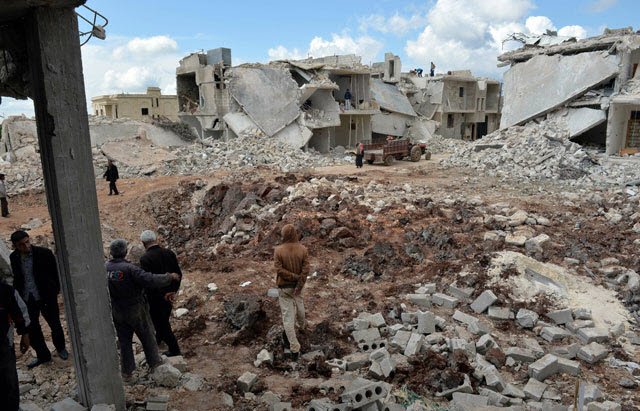 بعض من الدمار في بلدة جديدة الفضل في ريف دمشق من جراء المعارك