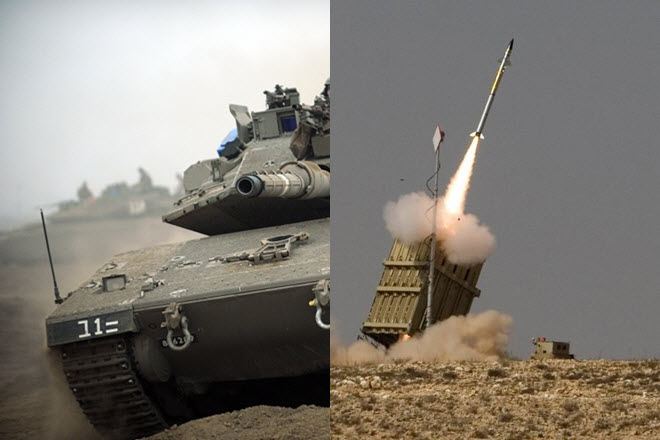 صواريخ إسرائيلية ودبابة ميركافا الإسرائيلية